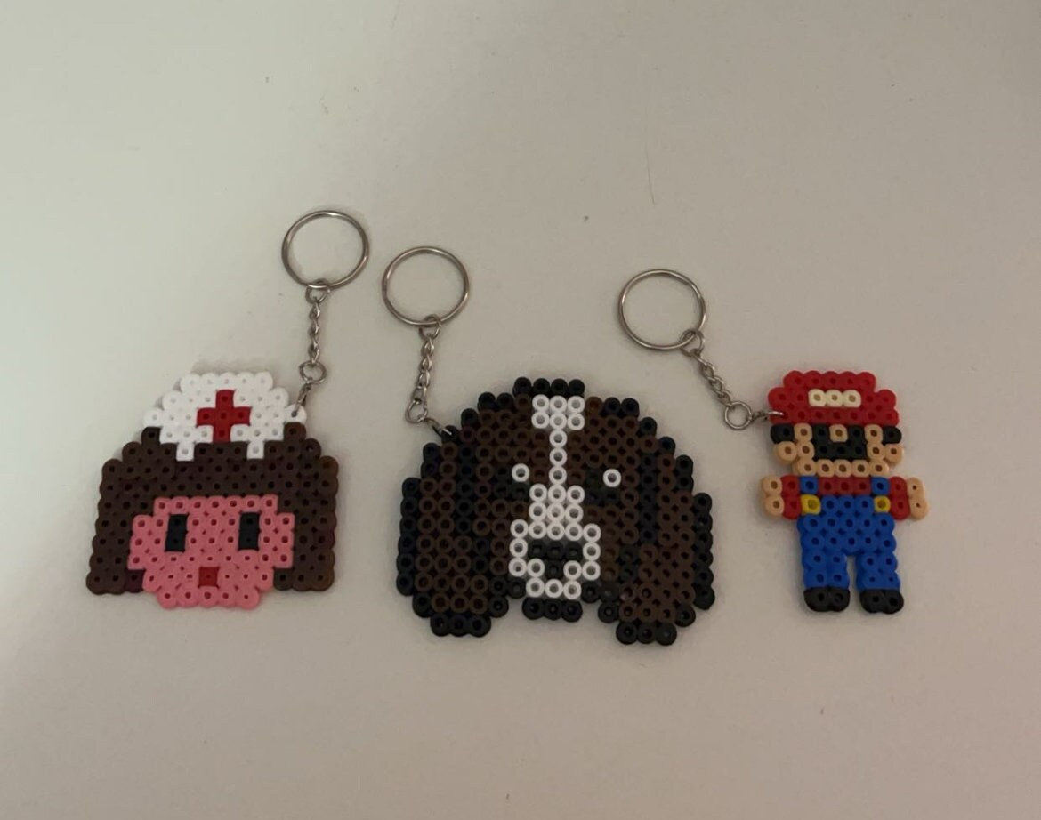 Cupcake Keychain Perler Bead Mickey Mouse Crash Bandicoot Themed