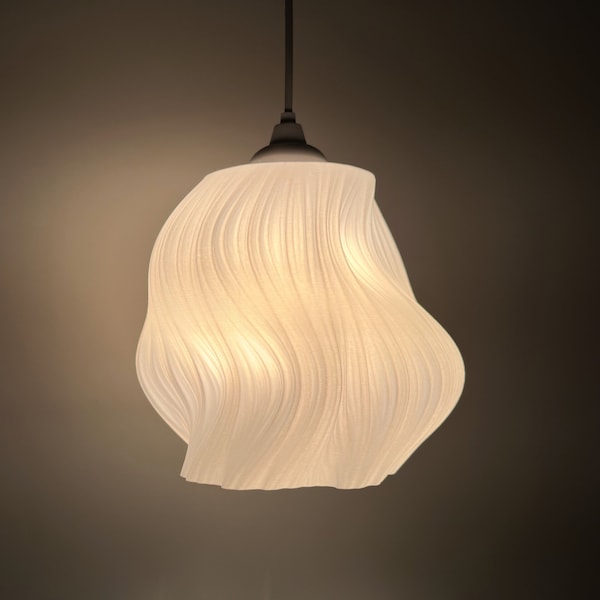 Modern Wavy Origami Pendant Lampshade - White Elegant chandelier - 100% recyclable Eco-Friendly (made from corn improver and sugar cane)