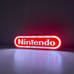 Classic Nintendo Sign LED Light Box, Perfect for Game Room, Super Nintendo LED lightbox for Man Cave, Functional Dimmer, 5V, USB Plug In