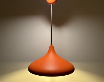 Large size Orange pendant light Dining Table Light Orange outside and white inside - Hanging Light with Long Wire - Orange Single Chandelier