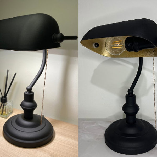 Lampada da banchiere in stile nero / Lampada da banchiere / Nero e oro / Solido ed eleganza combinati nella stessa cornice / Consegna immediata / regalo di San Valentino