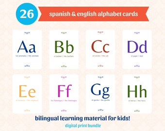 Spanish & English Alphabet Flashcards | Bilingual Flashcards | Spanish Alphabet | Alphabet Learning for Kids | Alfabeto Tarjetas Para Niños