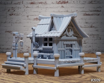 Harbor Building - D&D Miniature - 3D Printed Unpainted - 28MM Scale