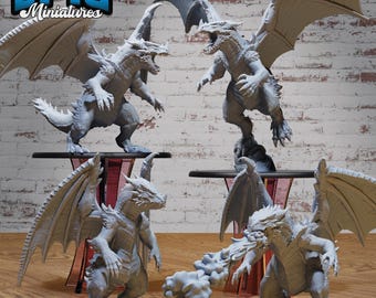 Bipedal Dragon Dungeons and Dragons Pathfinder Wargaming TTRPG Miniature 28MM or 32MM Scale (Huge)