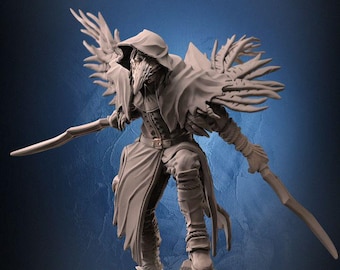 Crow Assassin Rogue Dungeons and Dragons Pathfinder Wargaming TTRPG Miniature 32MM or 75MM Scale