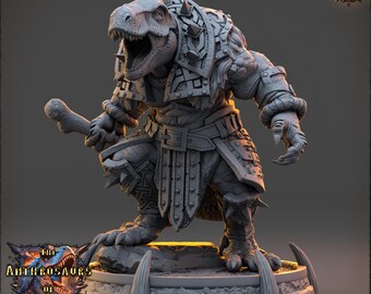Dinosaur Fighter | 32mm or 75mm Resin Printed Mini | TTRPG Figure