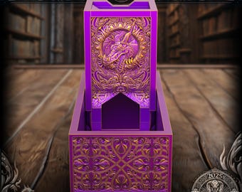 Dragon Emblem Folding Dice Tower | Compact Travel Dice Roller | Portable Tabletop Gaming Accessory | PLA Dice Goblin Gift