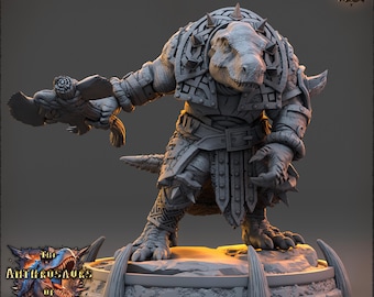 Axe-Wielding Dinosaur Fighter | 32mm or 75mm Resin Printed Mini | TTRPG Figure