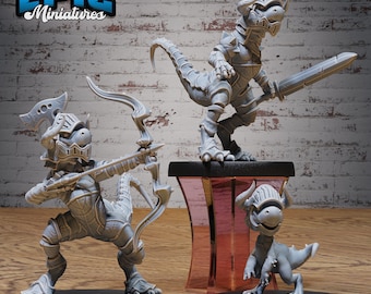 Dino Knight Miniature: Dungeons and Dragons, Pathfinder, Wargaming (28MM or 32MM Scale)