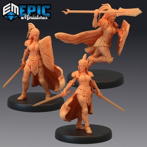 Female Paladin Fighter Dungeons and Dragons Pathfinder Wargaming TTRPG Miniature 28MM or 32MM Scale