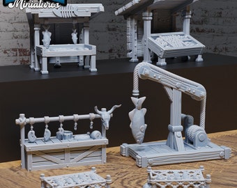 Harbor Merchant Stalls - D&D Miniature - 3D Printed Unpainted - 28MM Scale-