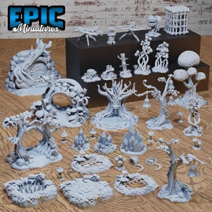 Magic Forest Scatter - D&D Miniature - 3D Printed Unpainted - 28MM Scale- 38 piece set