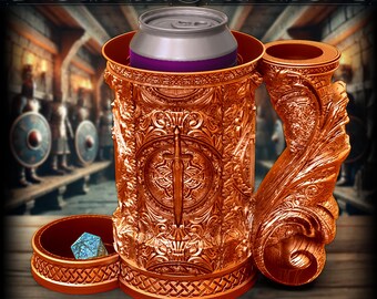 Fighter Class Dice Tower with Can Holder: 3D Printed PLA