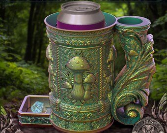 Mushroom Dice Tower with Can Holder: 3D Printed PLA, TTRPG Dice Roller