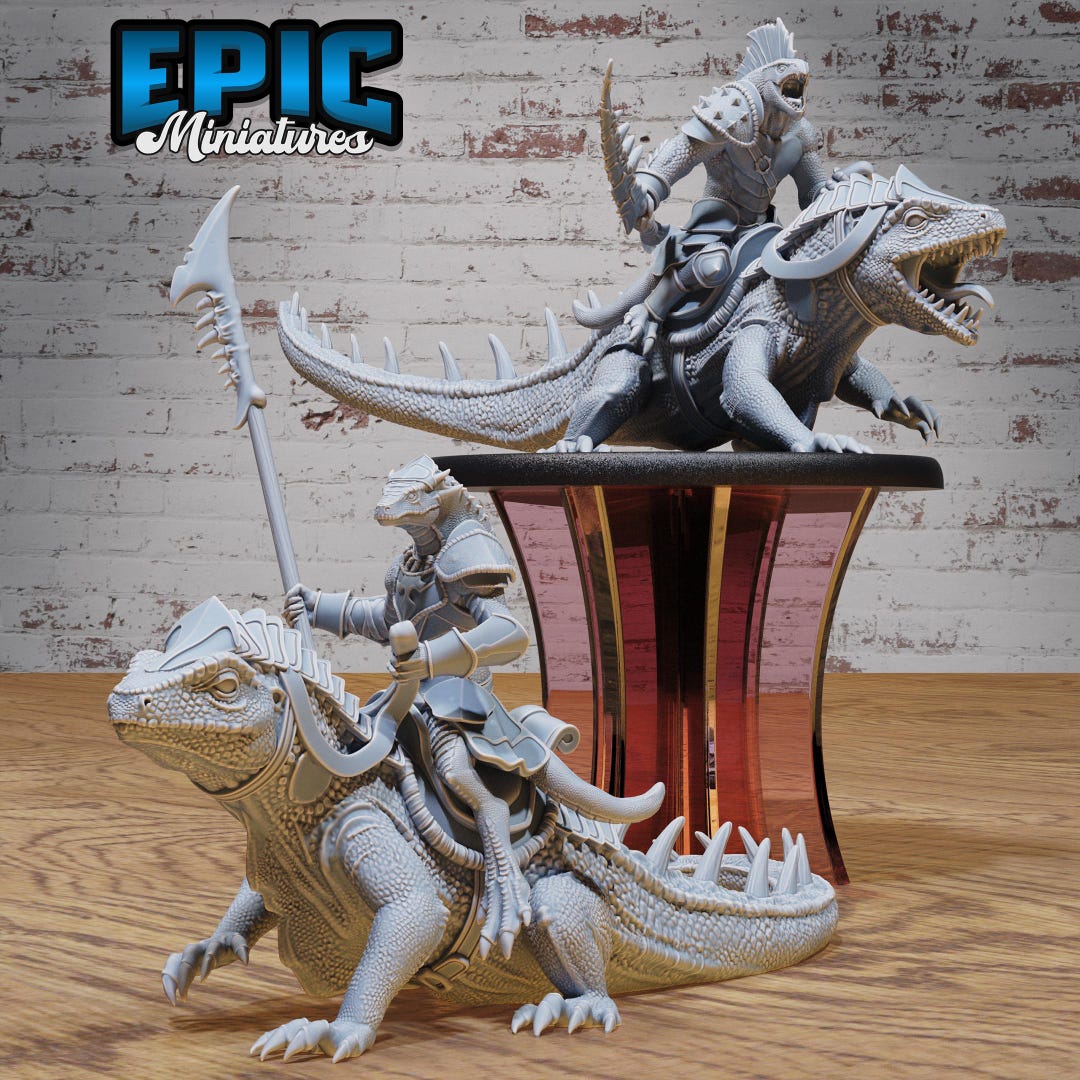 Lizard Racing Mount Lizard Folk Army Iguana Mount | 3D Printed Resin Miniature for Tabletop ...