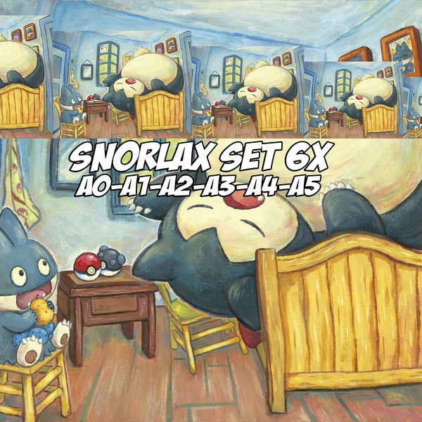 Pokémon X Van Gogh - Snorlax and Munchlax - 6 dimensions - TOP quality - Direct download