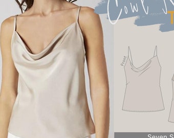 Cowl Neck Top Sewing Pattern | Easy Top Sewing Pattern with Straps | Beginner Sewer Project | Tie Top Pattern Printable at Home  #011