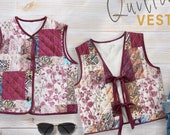 Quilted Vest Sewing Pattern | Ties Front Vest Pattern | Open Front Top | Winter Waistcoat | Easy Top Pattern | Womens Sewingpattern  #32