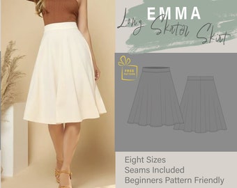 Long Skater Skirt Sewing Pattern | Beginners Friendly Pattern and English Tutorial | Eight Sizes | Easy Sewing Pattern #4