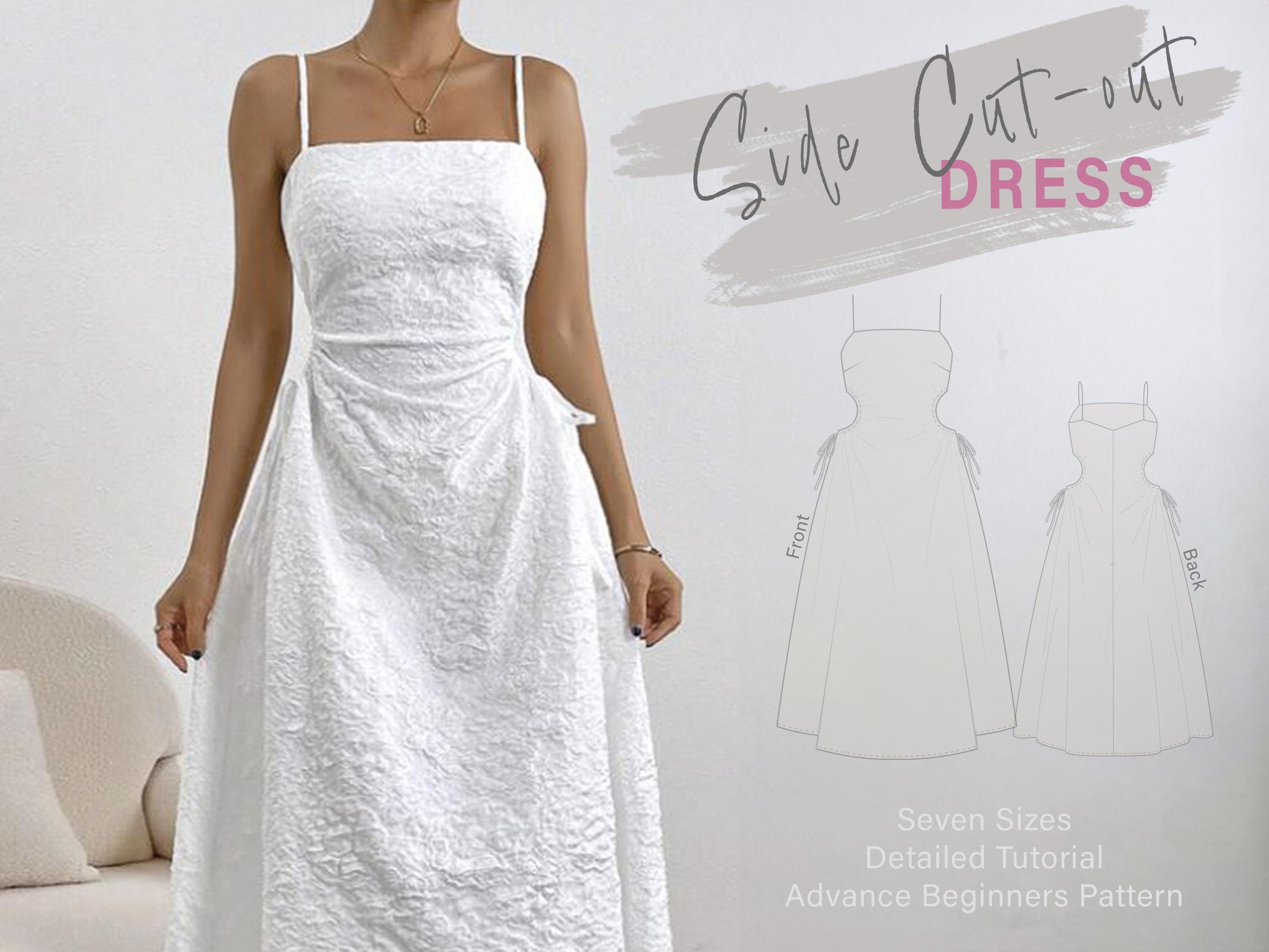 Midi Dress Sewing Pattern With Side Cutout | Flared Dress and Square Neck |  Summer Prom Dress Pattern | Wedding Dress | Beginner Dress #013 - Etsy