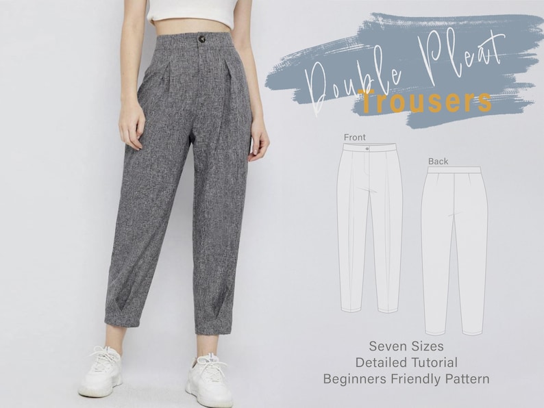 Trousers Sewing Pattern | Pleated Woman Pants | Woman's Classic Pants ...