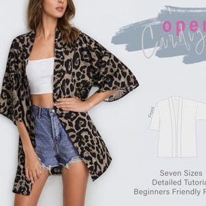 Kimono Cardigan Sewing Pattern | Swimming Suit Cover-up | Beginners Friendly Pattern and English Tutorial | Woman&#39;s Duster Pattern #019