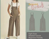 Jumpsuit Beginner Sewing Pattern | Women Dungaree Pattern | Simple Overall Pattern | PDF Sewing Patterns | Easy Romper Pattern #021