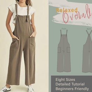 Jumpsuit Beginner Sewing Pattern | Women Dungaree Pattern | Simple Overall Pattern | PDF Sewing Patterns | Easy Romper Pattern #021