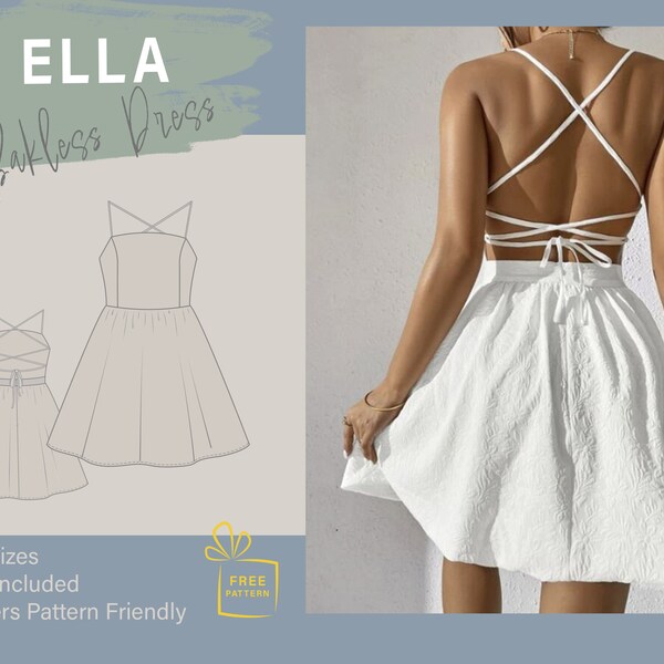 Backless Mini Dress Sewing Pattern | Prom Dress Pattern | Ball Gown Beginners Friendly Pattern and English Tutorial | Free Sewing Pattern #9