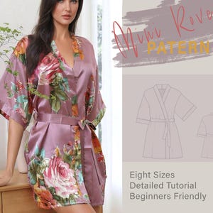 Mini Robe PDF Sewing Pattern | Loungewear and Bridal Robe | Kimono Robe | Bikini Cover-up Pattern | Easy Pattern for Beginner Sewer #028
