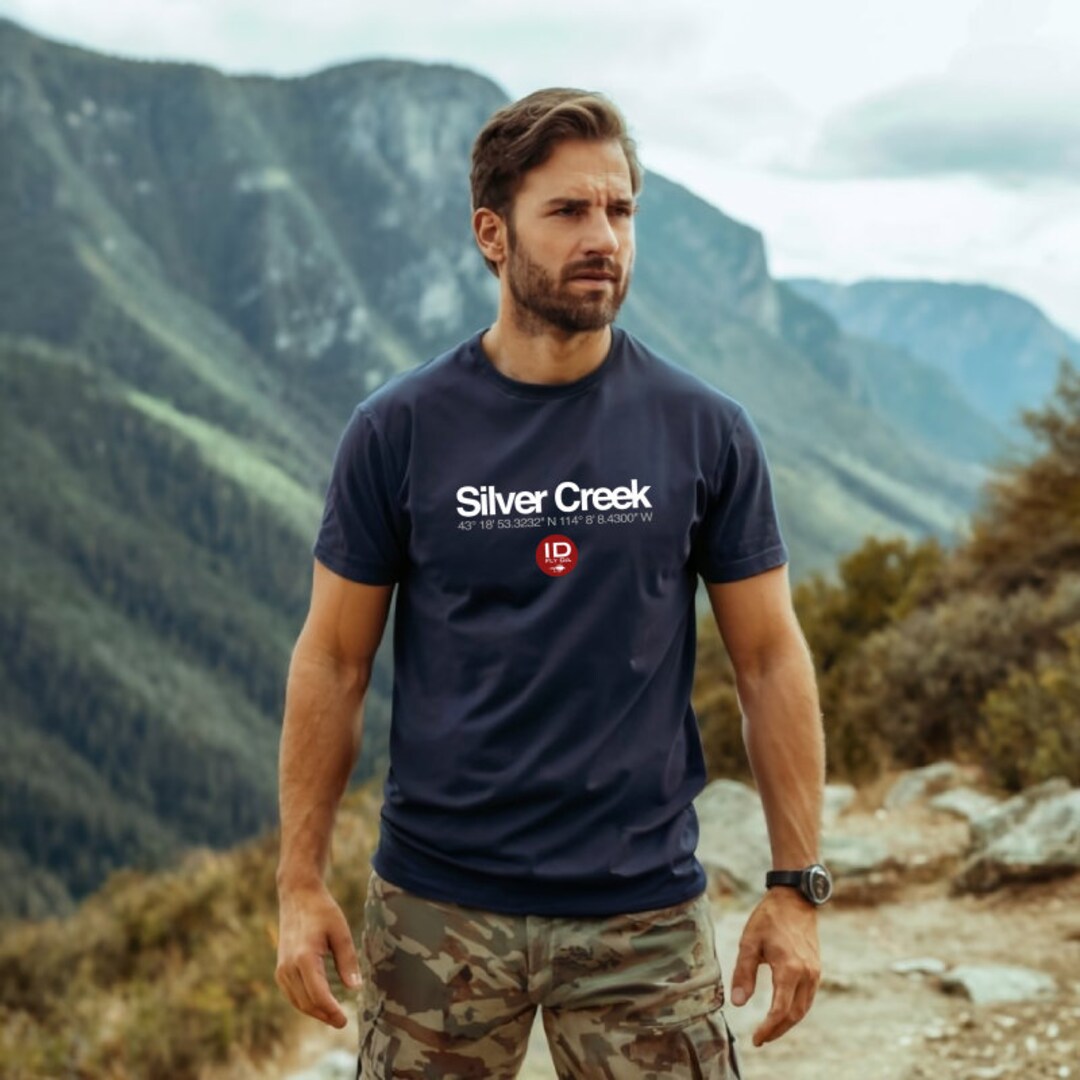 Men's Fly Fishing Shirt Silver Creek Idaho River Fly Fishing Tshirt