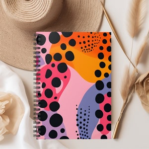 Energetic Dots Modern Spiral Ruled Notebook - 118 pgs - Aesthetic Notebook - Desk Accessories - Abstract - Dots -  Cute Spiral Notebook