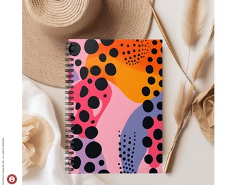 Energetic Dots Modern Spiral Ruled Notebook - 118 pgs - Aesthetic Notebook - Desk Accessories - Abstract - Dots -  Cute Spiral Notebook
