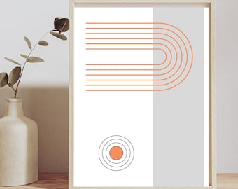 Geometric Wall Art, Japandi Abstract Digital Print, Neutral Home Décor, Earth Tones, Printable Wall Art, Living Room, Digital Download, A2
