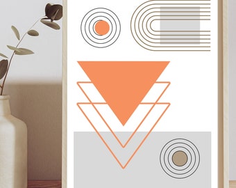 Geometric Wall Art, Abstract Digital Print, Neutral Home Décor, Earth Tones, Printable Wall Art, Living Room, Japandi Digital Download, A3