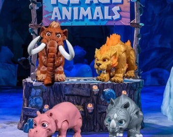 Articulated Ice Age Animal Figurines – Movable Mammoth, Tiger, Hippo, Rhino