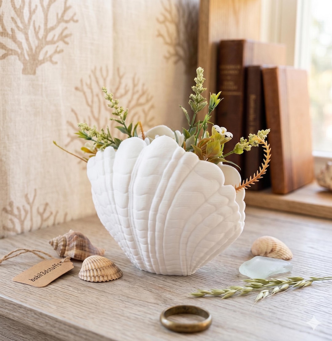 Die Muschelvase ist eine 100% Handarbeit