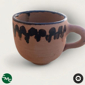 Handmade Moroccan Berber Clay Pottery Cup, Vintage cup Tradition.Mug painted with Tar Handcrafted, Wellness, and Artistry in Every Sip.