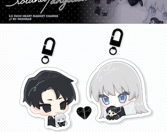 Roland / Angelica - Charms magnéticos de corazón de 2,5"