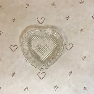 Vintage Avon Heart Shaped Pressed Glass Trinket Jewelry Ring Dish image 1