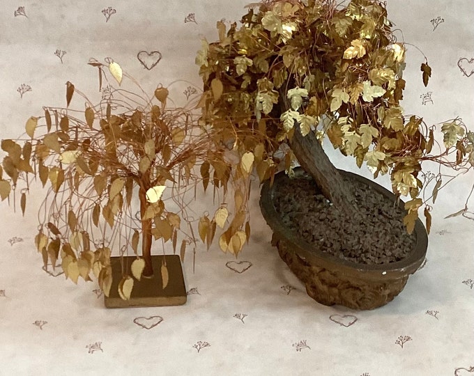 Copper Coin Tree Vintage Gold Money Tree Copper Wire Sculpture, Mid Century Gold Dangle ...