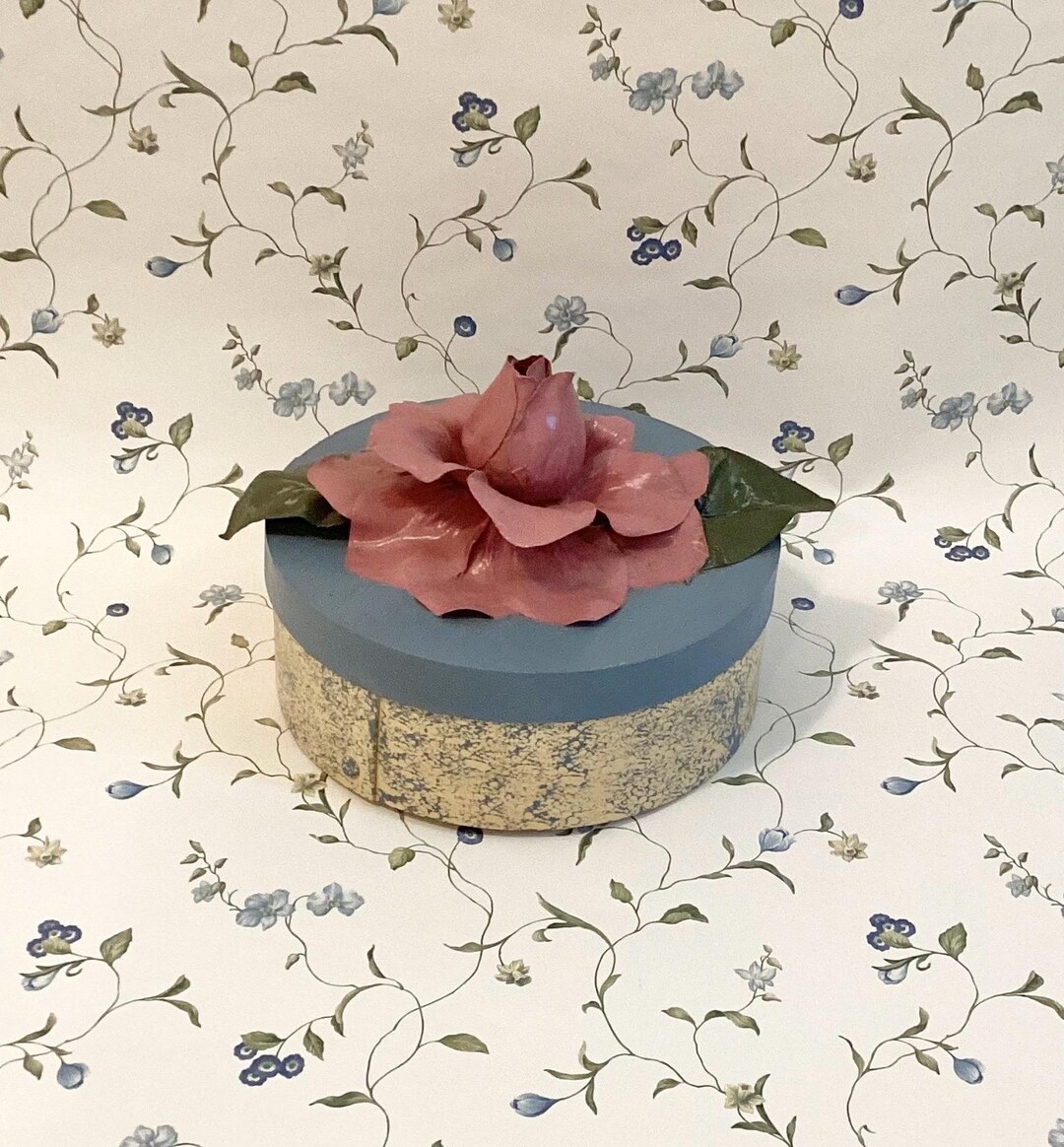 Vintage Floral Wooden Storage Box, Pink Flower Vintage Storage Box ...