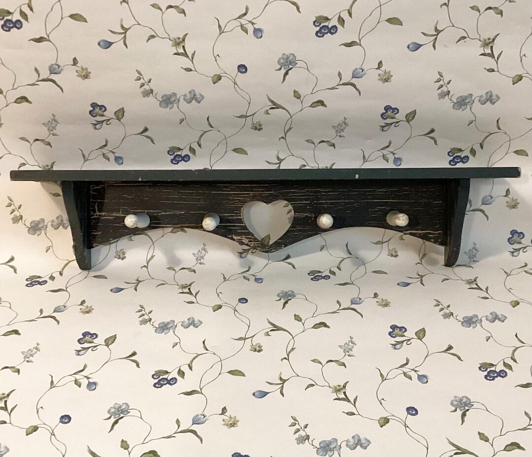 Vintage Wooden Single Heart Cutout Blue Distressed Farmhouse Country ...