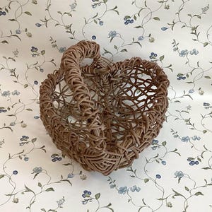 Vintage Heart Shaped Decorative Cottage Basket, Heart Twisted Basket