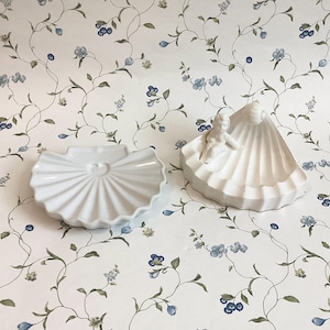 Vintage Cherub Ceramic Pottery Soap Dish, Vintage Seashell Ceramic Soap Dish