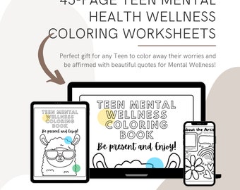 Libro para colorear sobre bienestar mental para adolescentes: Meditación de 45 páginas (Descarga digital)