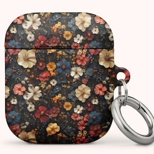 Wildfower Botanical AirPods® Case, Pressed-Flowers Apple Air Pod Pro® 2 & 3rd Gen + Gen 1 2 3 Cover, Gift for Her, Dark Academia 3D Floral