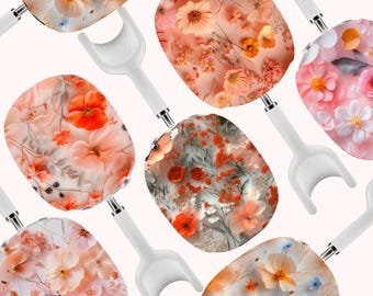 Pressade blommor AirPods Max-fodral blommigt botaniskt hårt plastskyddsfodral sött flickigt skal för Air Pods Max hörlurar