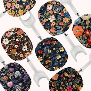 Floral AirPods Max Cover Botanical Hard Plastic Protective Case Cute Girly Shell Air Pods Max Headphones Unique 3D Jewelled Flowers Effect