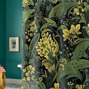 Botanical Shower Curtain Green Modern Shower Curtain Leaves & Herbs Cute Dark Academia Bathroom Accessory Nature Lovers Bathmat Bath Set